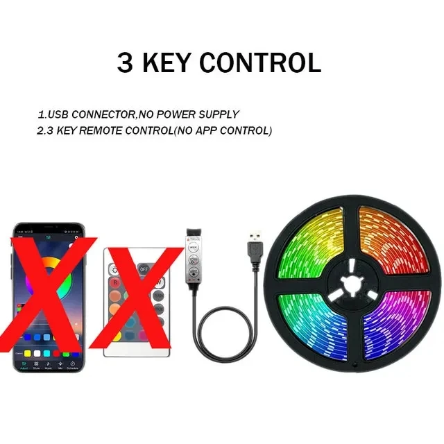 S21a336397f8f4911ae0b531ac8580f934.webp RGB 5050 LED Strip Light with Bluetooth & IR Remote Control - Image 1