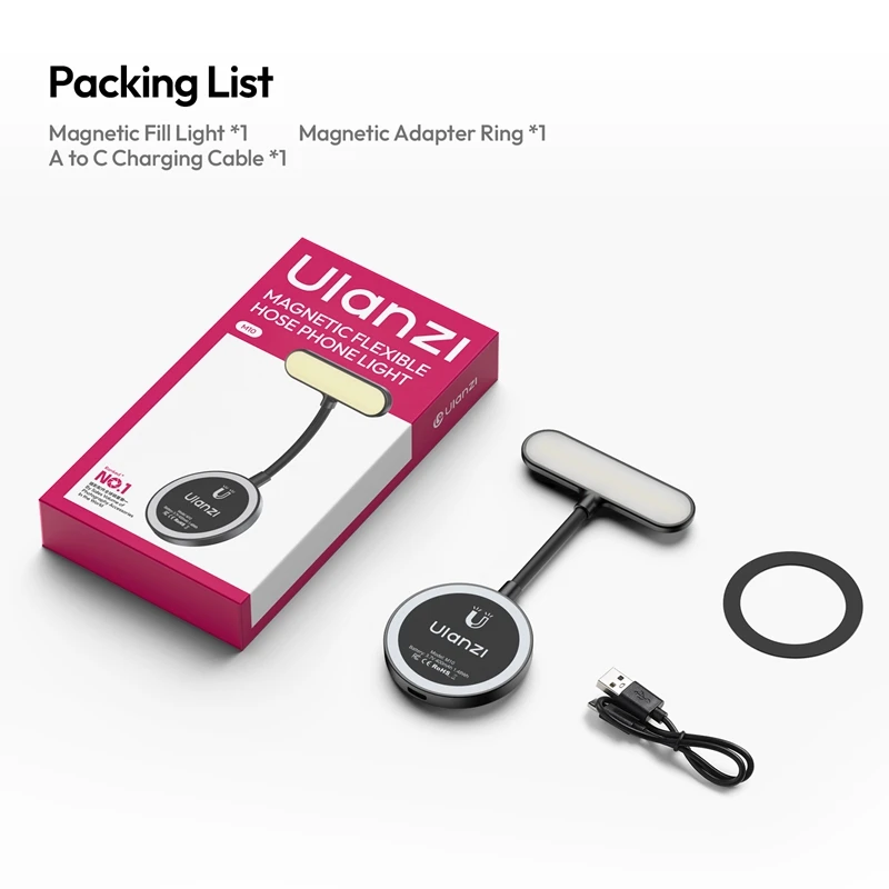 Sd79c074e5bcf4803bd2518d96711a105M.webp Ulanzi M10 Magnetic Flexible Phone Light - Image 1